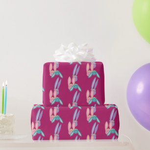 Papel De Regalo Dulce Divertido Colorido Conejo Rosa Purpura Turqu