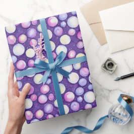 Papel De Regalo Dulce Divertido Femenino Morado Rosa Burbuja Nieve