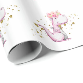 Papel De Regalo *~* Dulce Dulce Dragón Floral Rosa