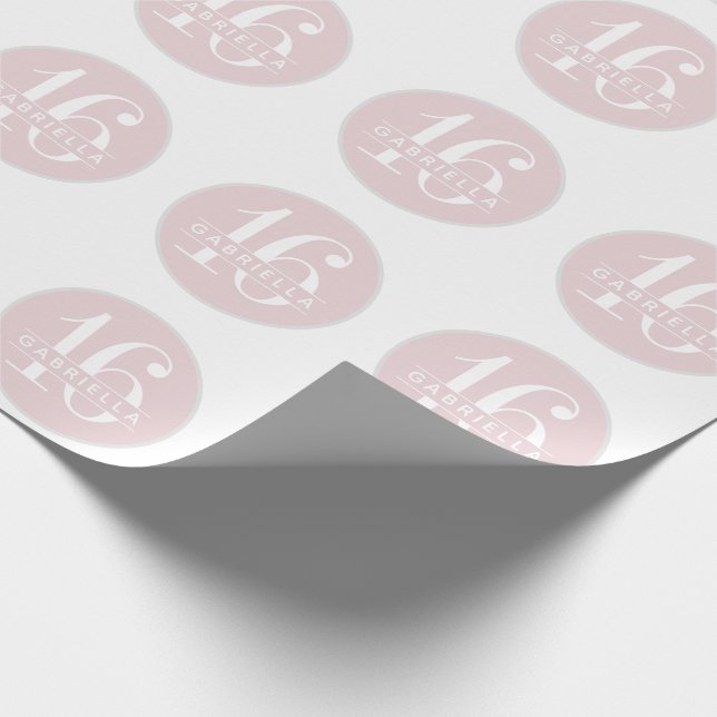Papel De Regalo Dulce dulce personalizado rosado 16 cumpleaños ado (Esquina)
