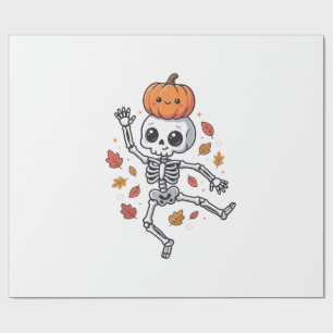 Papel De Regalo Dulce esqueleto bailarín de Halloween con cabeza d