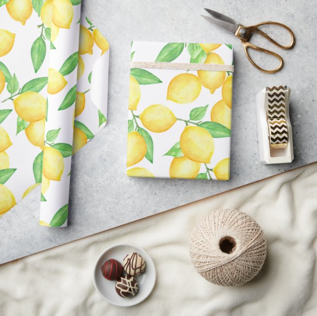 Papel De Regalo Dulce Estampado de Limón Cítrico (Artesanía)