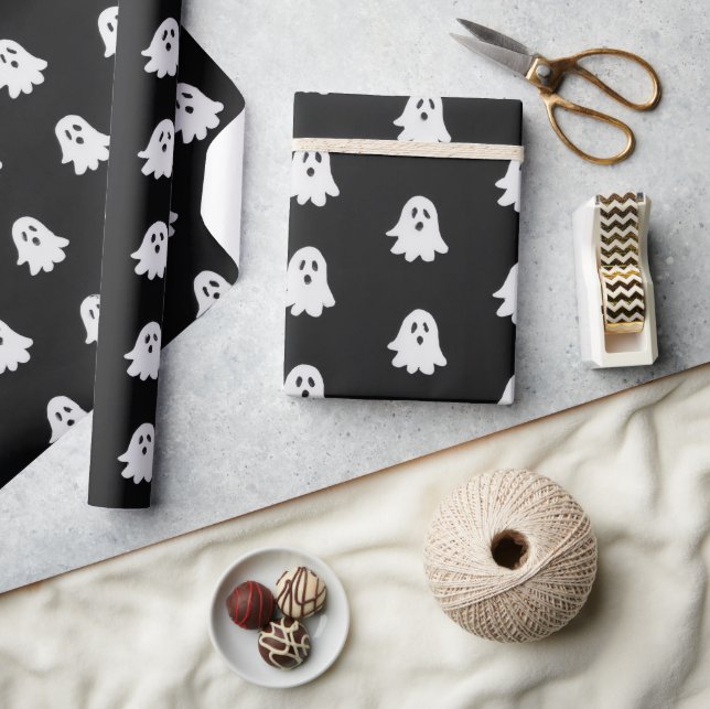 Papel De Regalo Dulce Fantasma Blanco Divertido de Halloween  (Artesanía)