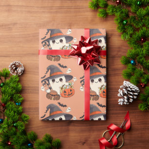 Papel De Regalo Dulce Fantasma de Halloween en Estilo Kawaii