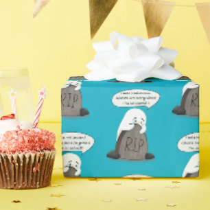 Papel De Regalo Dulce fantasma llorando lápida RIP Halloween