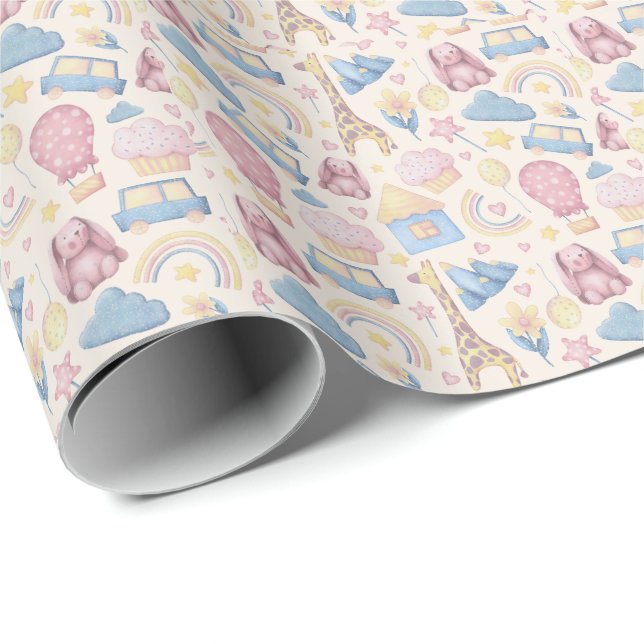 Papel De Regalo Dulce Fiesta de Bebé Boho (Esquina del rollo)