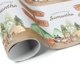 Papel De Regalo Dulce Fiesta de Bebé de Animales del Bosque Campam