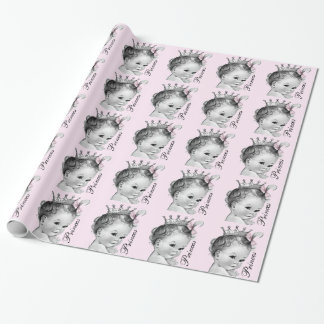 Papel De Regalo Dulce Fiesta de Bebé de la Princesa Rosa