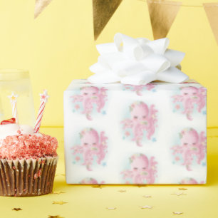 Papel De Regalo Dulce Fiesta de Bebé Pulpo Rosa