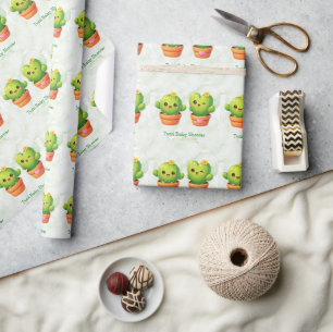 Papel De Regalo Dulce Fiesta de Gemelos Cactus Baby Shower