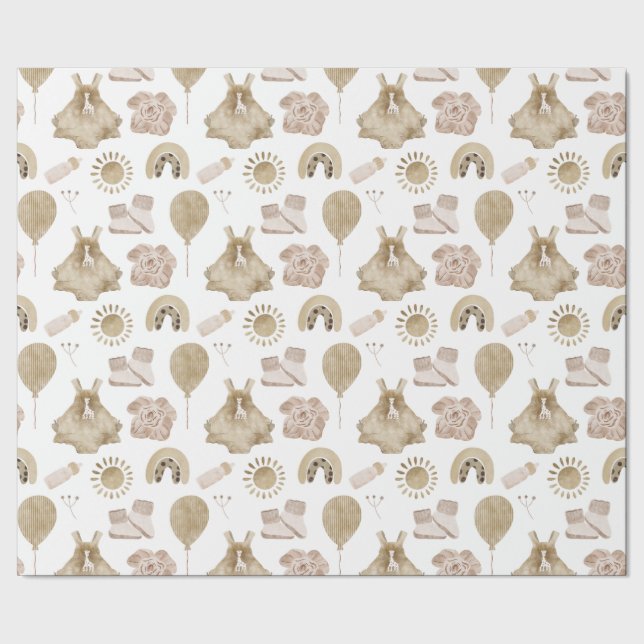 Papel De Regalo Dulce Giraffe Baby Jumper, Booties, Botella (Costura)