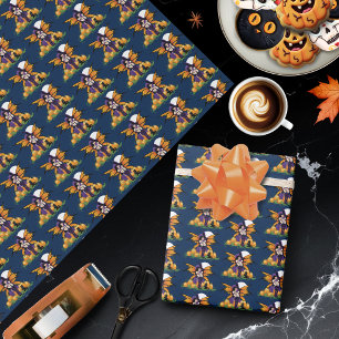 Papel De Regalo Dulce Hada de Halloween Parche de Calabaza Gato Ne