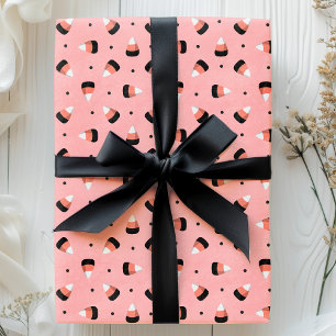 Papel De Regalo Dulce maíz de Halloween lindo en patrón rosa