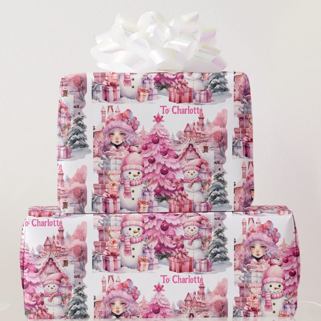Papel De Regalo Dulce Navidades rosados añaden árbol de muñeco de  (Subido por el creador)