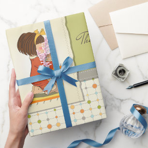Papel De Regalo Dulce niña orando gracias Dios