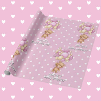 Papel De Regalo Dulce Oso de Peluche Rosa Baby Shower