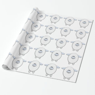 Papel De Regalo Dulce Oveja Azul Baby Shower