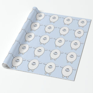 Papel De Regalo Dulce Oveja Azul Baby Shower