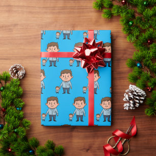 Papel De Regalo Dulce Padre de Dibujos Animados e Hijo Feliz Día d
