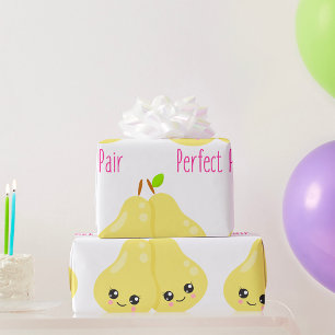 Papel De Regalo Dulce Pareja de Peras Kawaii Pareja Perfecta Chist