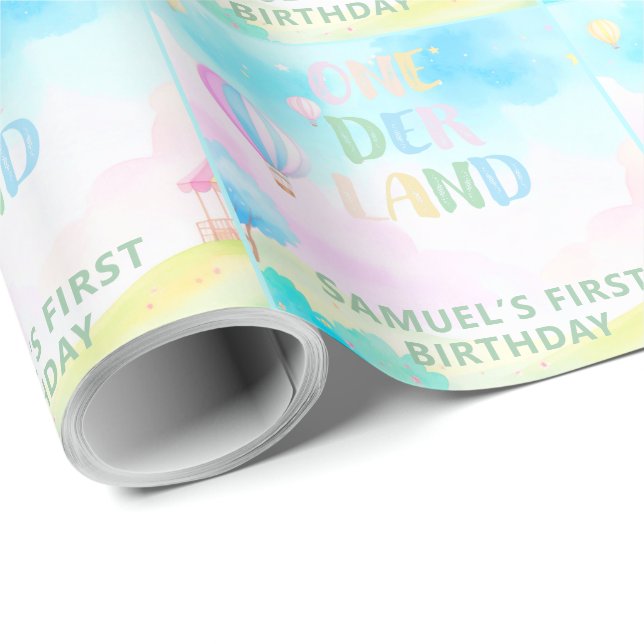Papel De Regalo Dulce pastel onderland acuarela 1º cumpleaños (Esquina del rollo)