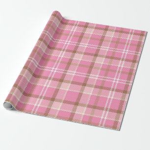 Papel De Regalo Dulce Patrón de Cuadro Escocés Rosa Retro