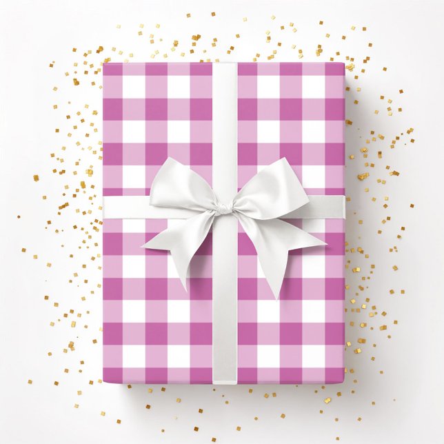 Papel De Regalo Dulce Patrón de Cuadro Rosa (Cute Pink Plaid Pattern Wrapping Paper)