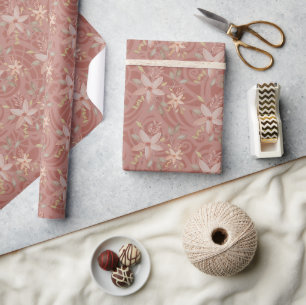 Papel De Regalo Dulce patrón de encaje de acuarela de terracota so