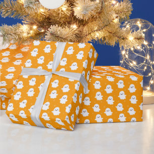 Papel De Regalo Dulce Patrón de Fantasma Naranja – Diseño de Hallo