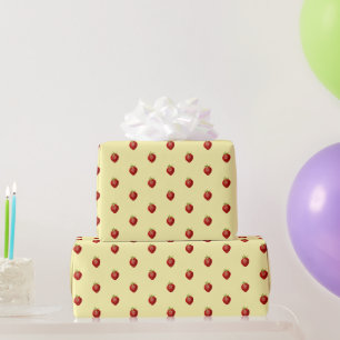 Papel De Regalo Dulce patrón de fresa femenino en crema