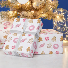 Papel De Regalo Dulce Patrón de Pan de Jengibre Personalizado Rosa