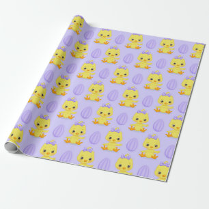 Papel De Regalo Dulce Patrón de Pascua de Pollo Amarillo Purpura