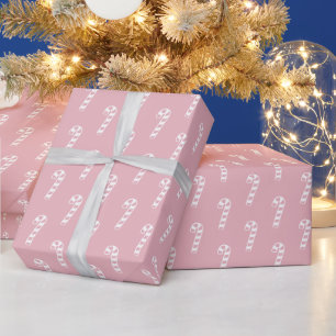 Papel De Regalo Dulce Patrón Moderno de Caramelo de Navidad Rosa