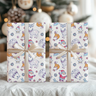 Papel De Regalo Dulce Patrón Navideño Caprichoso Nórdico con Garab
