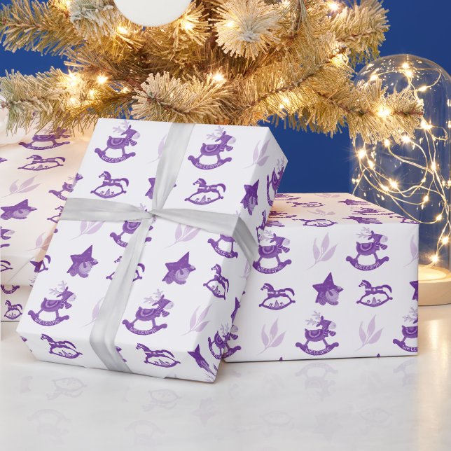 Papel De Regalo Dulce patrón vintage de Navidad de lila (Vacaciones)