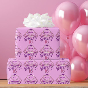Papel De Regalo Dulce personalizado Dieciséis Tiara Rosa