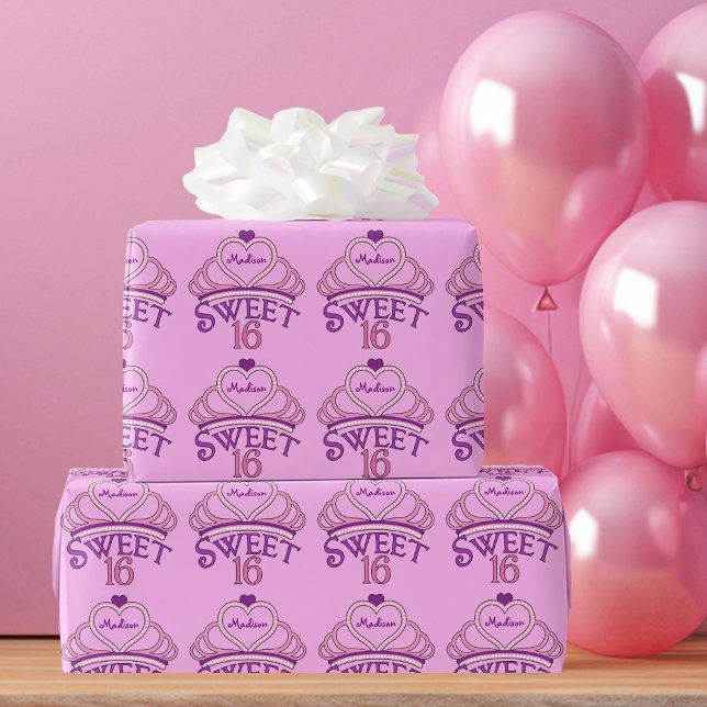 Papel De Regalo Dulce personalizado Dieciséis Tiara Rosa (Subido por el creador)
