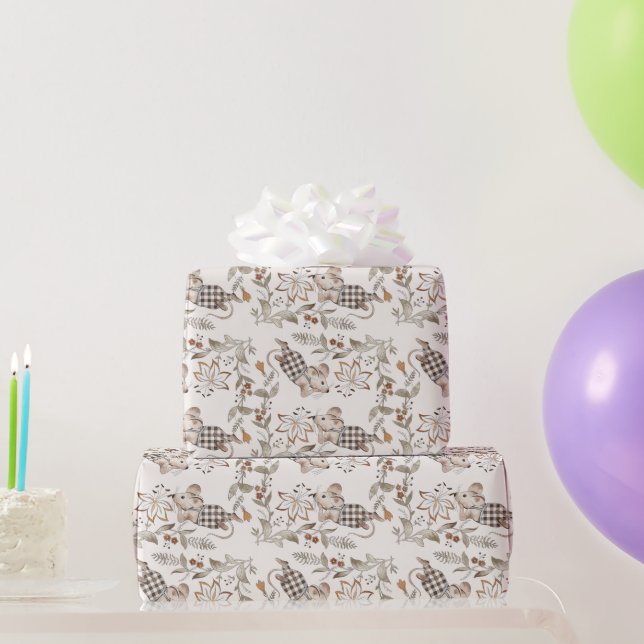 Papel De Regalo Dulce Ratón Fancy, crema de brechas a cuadros (Regalos de fiesta)