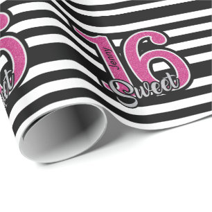 Papel De Regalo Dulce rosado negro 16 personalizado