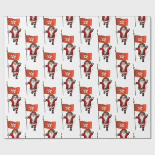 Papel De Regalo Dulce Santa Claus Con Bandera De Hong Kong