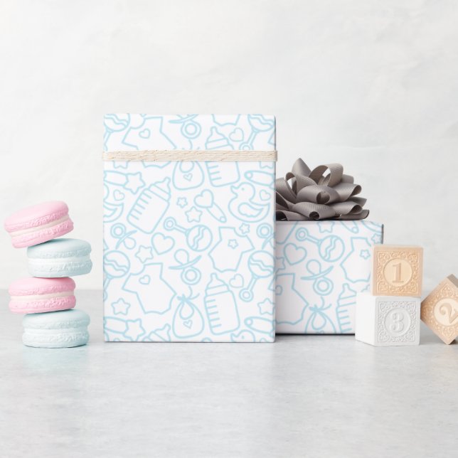 Papel De Regalo Dulce Sprinkles Azul Blanco (Baby Shower)