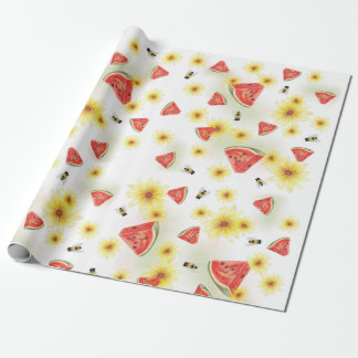 Papel De Regalo Dulce Vibra Veraniega: Sandía, Girasoles y Abejas