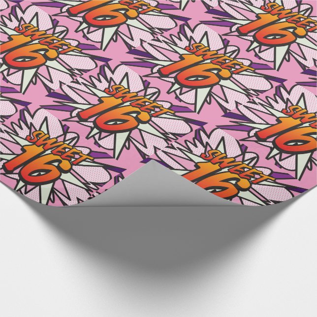 Papel De Regalo Dulces 16 Cómic Arte Pop Rosa (Esquina)