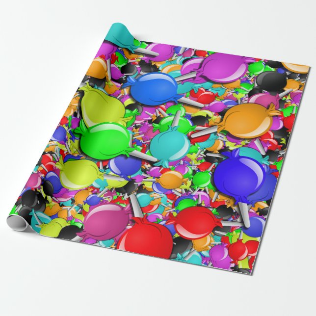 Papel De Regalo Dulces Chupachús Pequeños (Desenrollado)