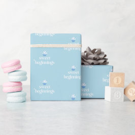 Papel De Regalo Dulces Comienzos | Baby Shower en Azul Polvo y Bla