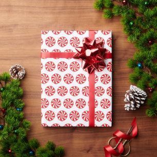 Papel De Regalo Dulces de Caramelo Rojos y Blancos Simples Sobre B