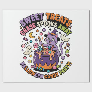 Papel De Regalo Dulces de Halloween Caldero Golosinas Espeluznante
