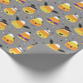 Papel De Regalo Dulces de Halloween lindos en disfraz gris
