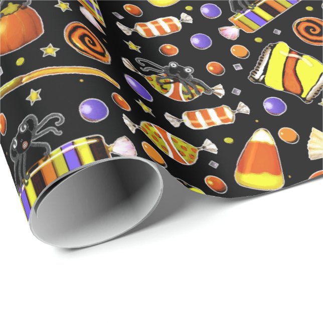 Papel De Regalo Dulces de Halloween para pedir dulces (Esquina del rollo)