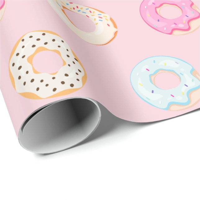 Papel De Regalo Dulces donuts rosados (Esquina del rollo)